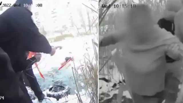 Ukrainian police की खूब हो रही तारीफ, बर्फ से जमी झील में अंजाम दिया यह कारनामा