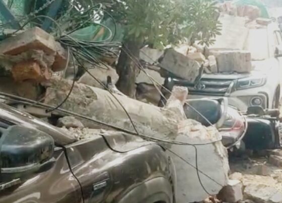 wall collapsed of sigra stadium